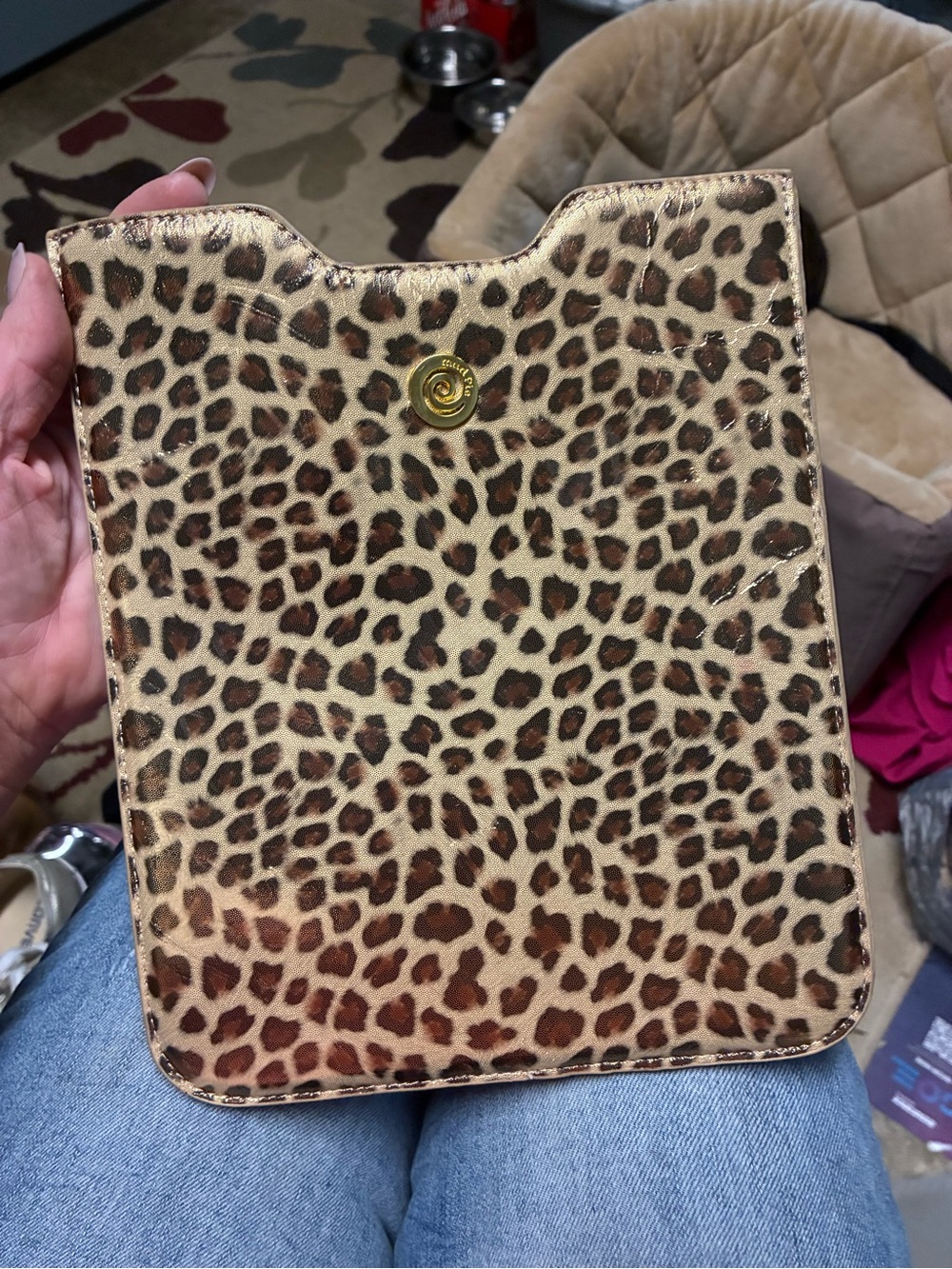 Mud Pie Leopard Print Crossbody Tablet Sleeve - Brown Animal Print